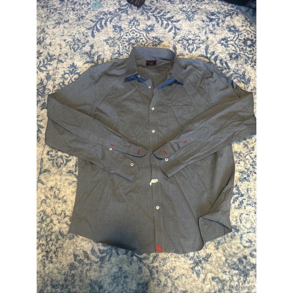 UNTUCKit Shirt Men's Size XL Grey Blue Button Up Long Sleeve 100% Cotton